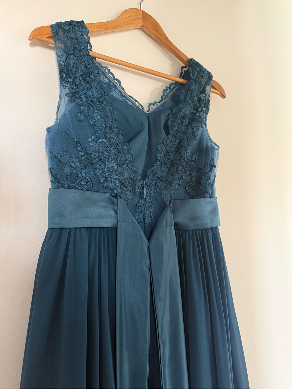 Azazie Teal Lace A-Line Prom Dress